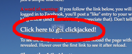 Clickjacking Example for Facebook